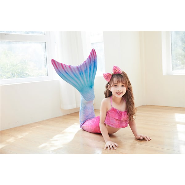 Mermaid Tails för simning för flickor Monofin sjöjungfrubaddräkt pink and blue M