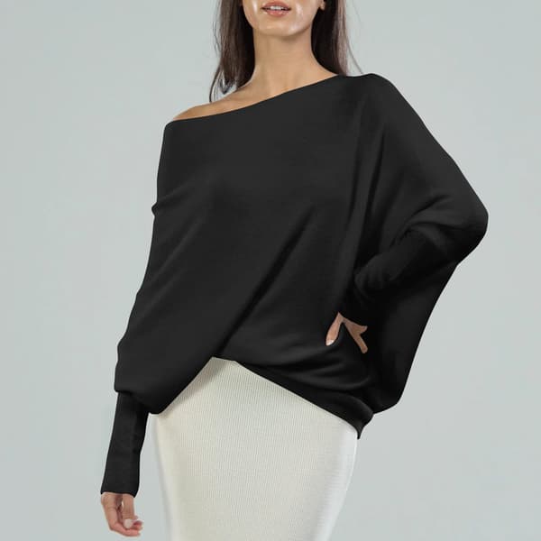 Dame Batwing Oversized Gensere Asymmetrisk Off Shoulder Båthals Wrap Tunika Topper Grey M