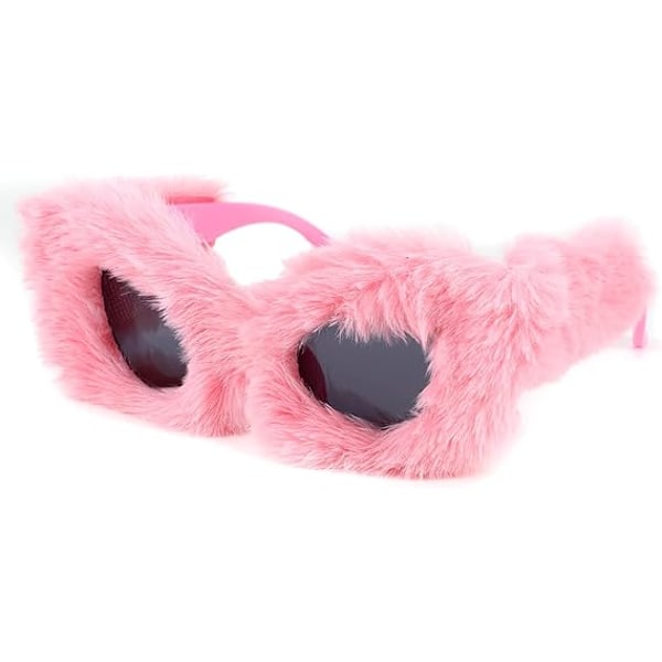 Plush Fuzzy Kattöga Solglasögon för Kvinnor Pink