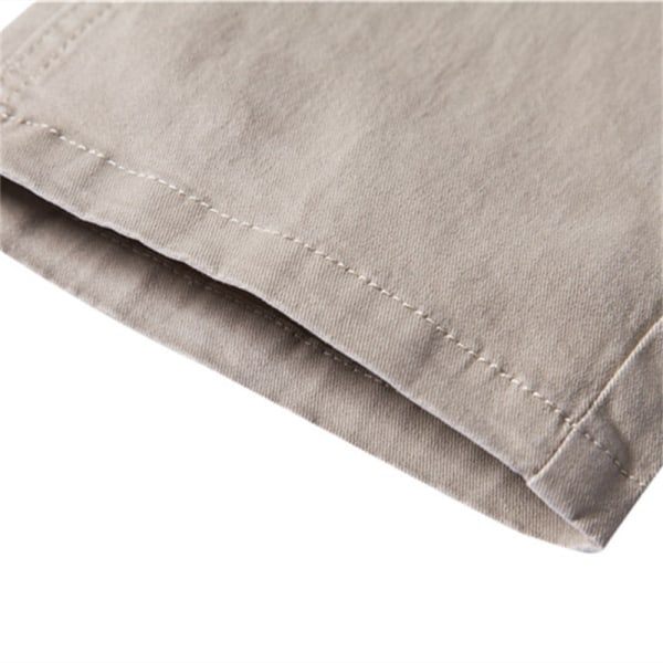 Klassisk passform solid byxa för män khaki 34