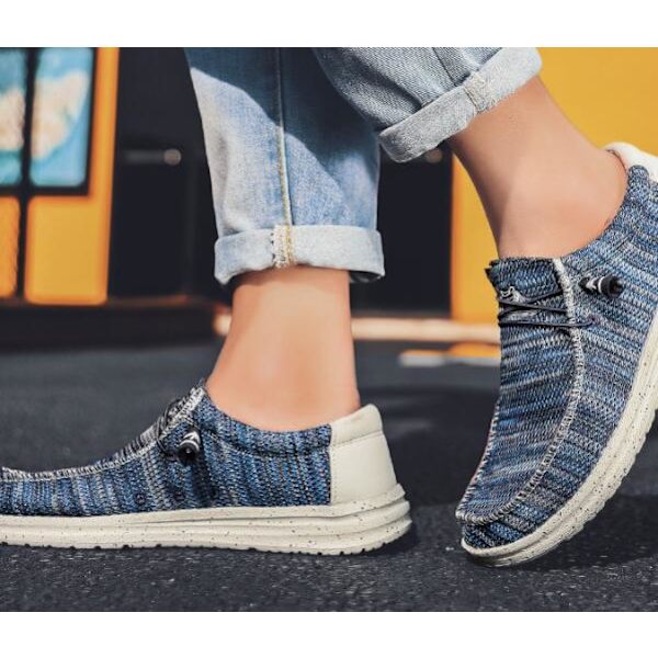 Mænds Casual Canvas Sko med En-Fods-Stigbøjle Blue 41