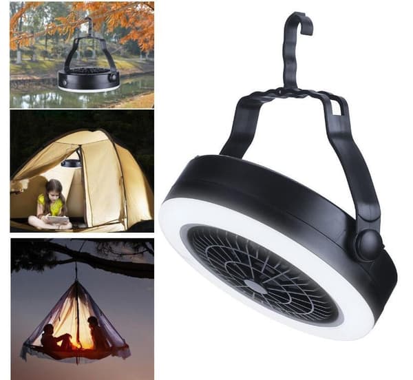 USB 3 i 1 campingfläktljus Black