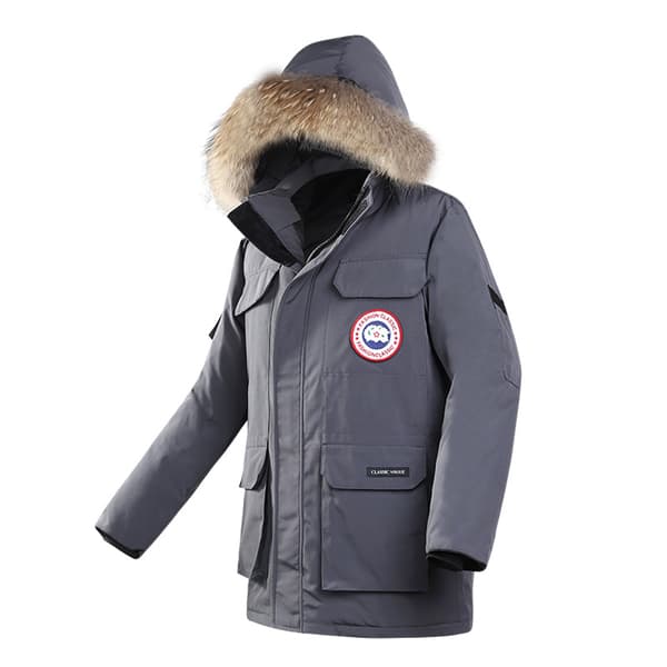 HERR Tjock Vinterjacka, Varm Parka med Huva Gray M
