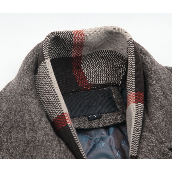 Herrar Ullblandning Peacoat med Avtagbar Mjuk Scarf Coffee XL