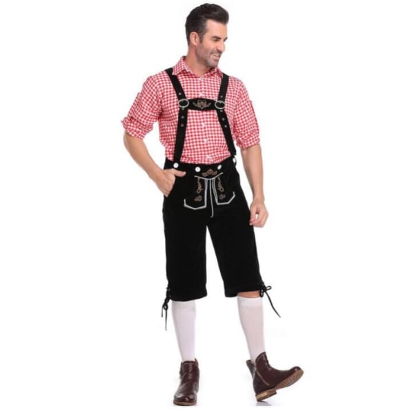 Oktoberfest- set för män med grå hatt Red-black XL