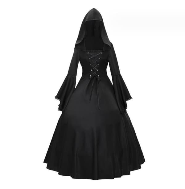 Halloween Gothic Spetsklänning med Vidda Ärmar för Kvinnor M