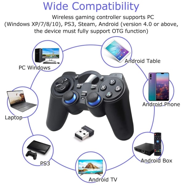 2.4G USB trådlös spelkontroll för PC/bärbar dator, kompatibel Android TYPE-C OTG