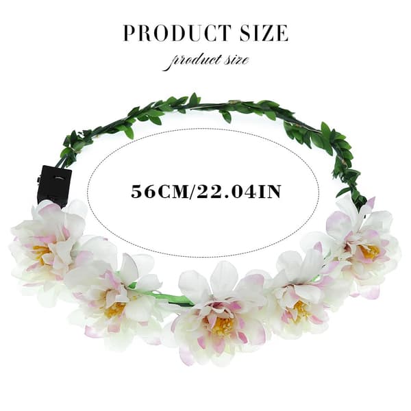 LED Blomsterkrans Hodebånd Lys Opp Blomsterkrans 56CM