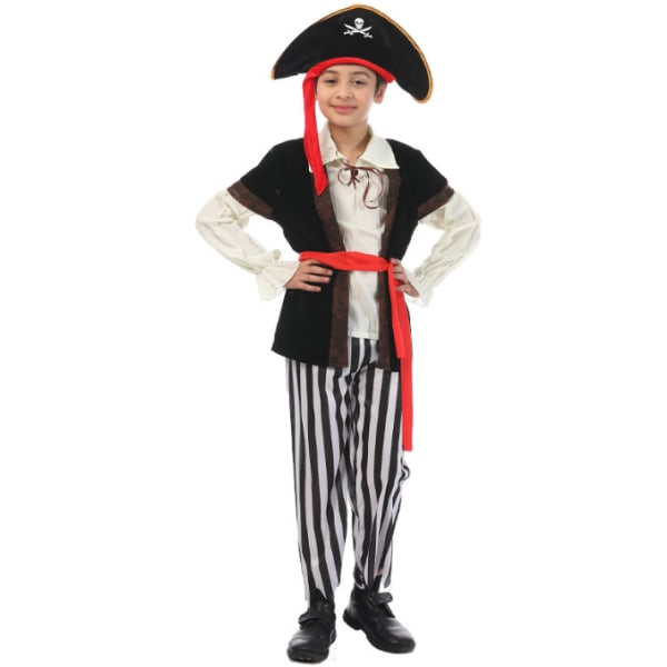 Pojkar Deluxe Piratkapten Barndräkt S