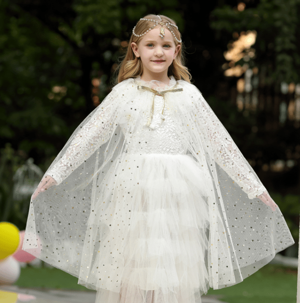 Prinsesskappa för små flickor Cape white S