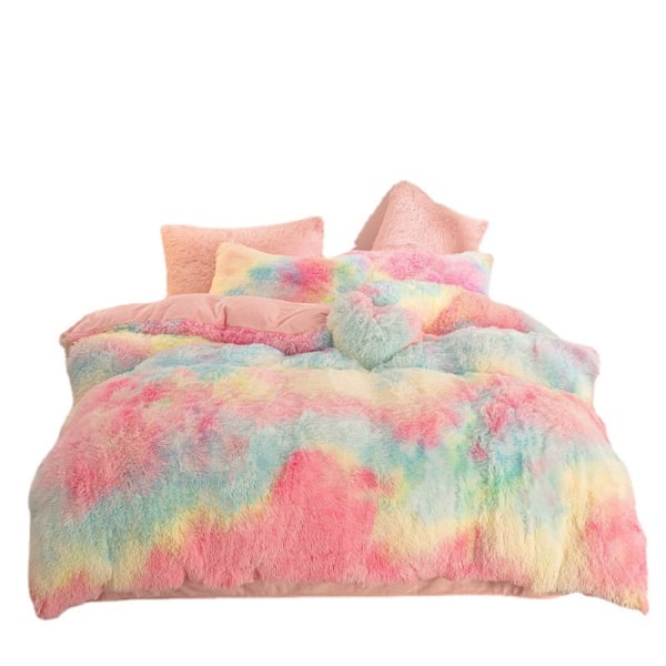 Ultramjuk fuskpäls 4-delad queen- set, plysch fluffigt sängkläder mix colors 200*230cm