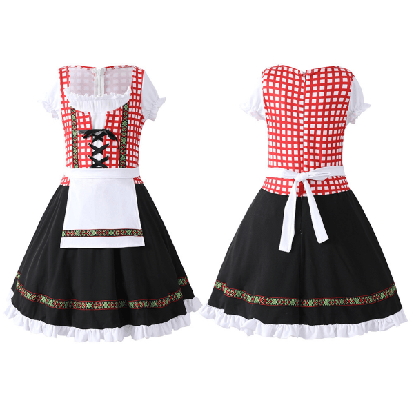 Traditionell tysk bayersk Dirndl Oktoberfest klänning för flicka Black M