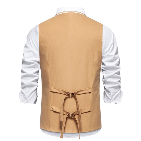 Herrar Formell Mode Väst Lagerad Väst Business Klänning Kostym Västar KHAKI XL