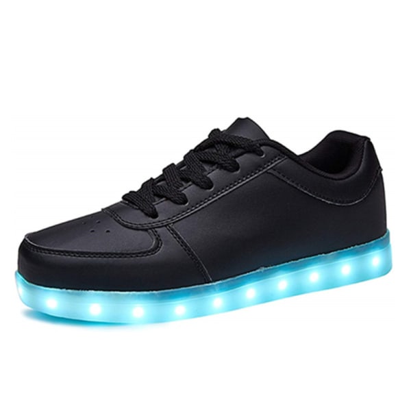 USB Laddning Light Up Skor Sport LED Skor Dans Sneakers Black 39