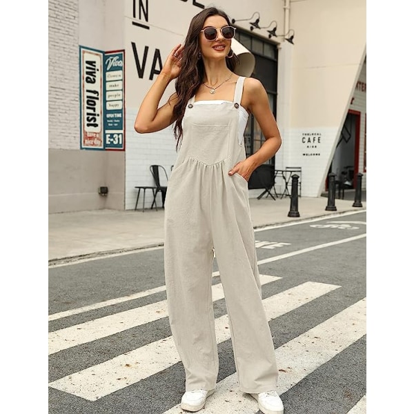 Overaller för kvinnor Loose Fit Summer Wide Leg Jumpsuits Pink L