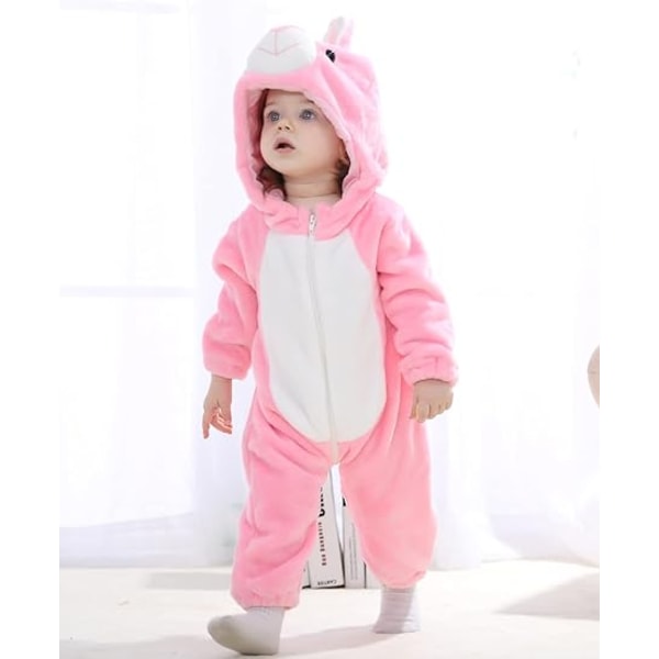 Søt Baby Jente Gutt Kanin Antrekk Vinter Onesie Pyjamas Pink 18-24M