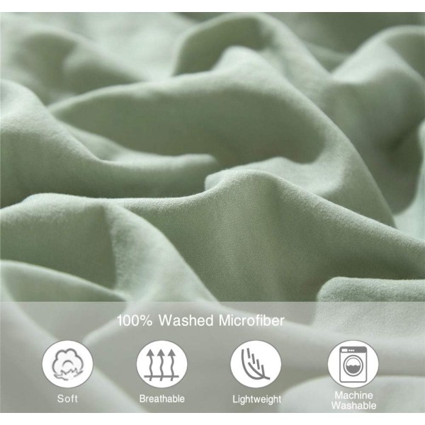 Pompong-kant Dynetrekk 3-delt Bohemsk Mikrofibersett Green Twin-168*228cm