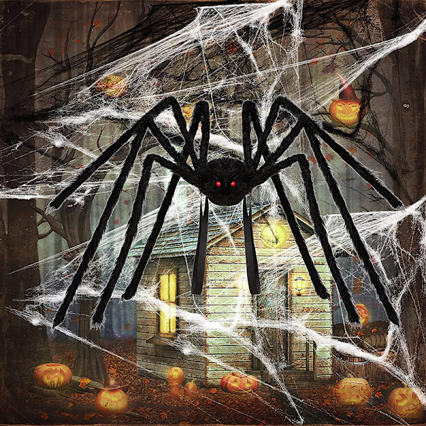 Halloween-jättimäinen hämähäkkireppu -koristeet Black M