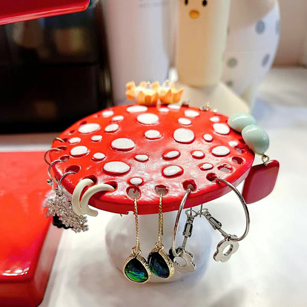 Smyckeshållare i Svampdesign, Örhängeshållare Red