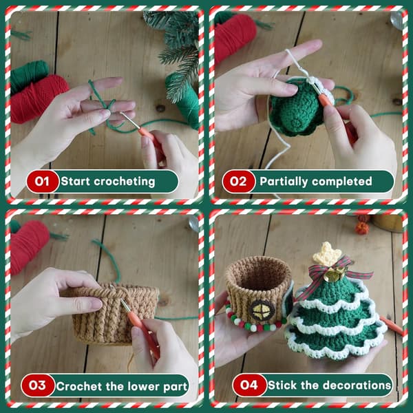 Hæklet Juletræ-Sødposekurv Sæt til Begyndere Christmas tree