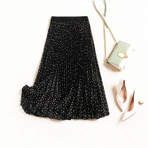 Dame Midi Tulle Skjørt Elastisk Højtaljet Skjørt Black M