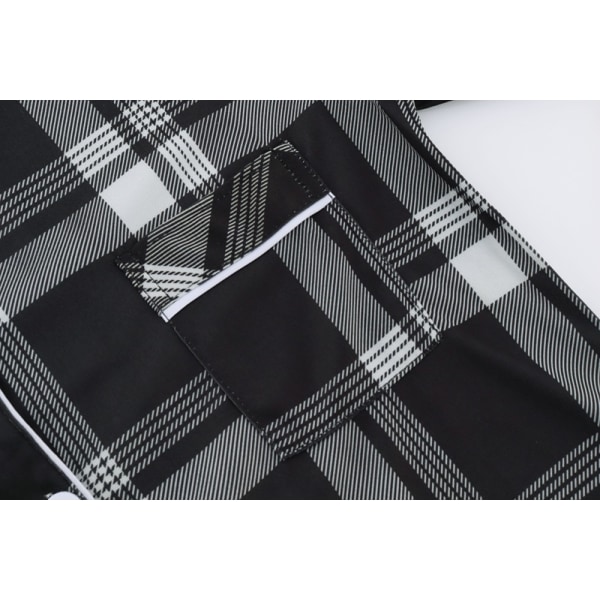 Melkesilke Langarmet Dame Plaid Skjorte Pyjamas Black L