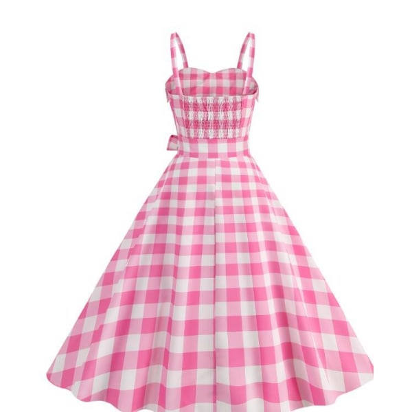 Rosa Polka Dot Rutig Halter Dress Pink Bow L