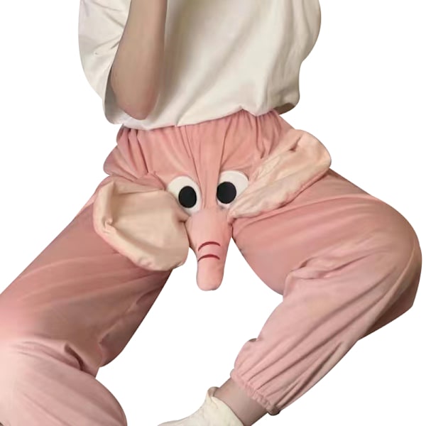Hauskat Elefantti-Pyjamahousut, Söpöt Kolmiulotteiset Pari-Pyjamahousut Pink M