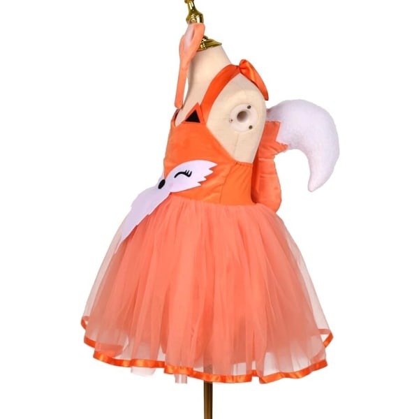 Toddler Kids Girl Safari Theme Fox Costume Tutu Klänning med öron Pannband Svans för Cosplay 2T