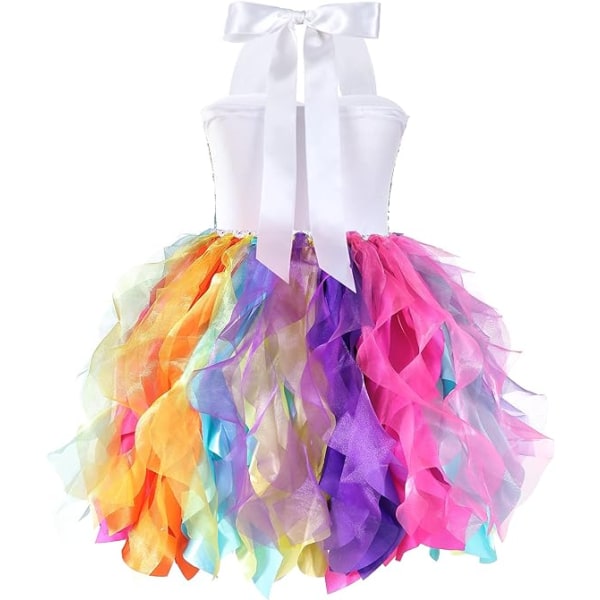Tutu klänning för flickor Glittrande paljett Tyll Prinsessan Födelsedagsfest Prom Outfit Rainbow 10T