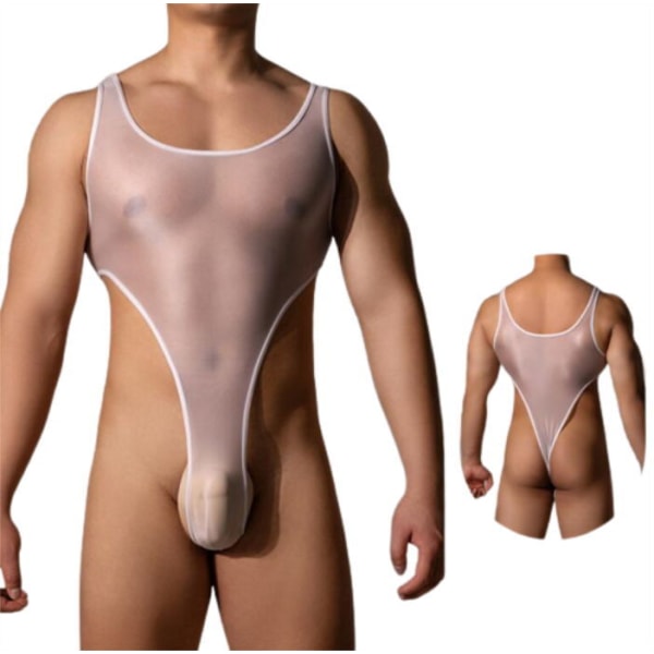 Sexig erotisk förförisk bodysuit för män White