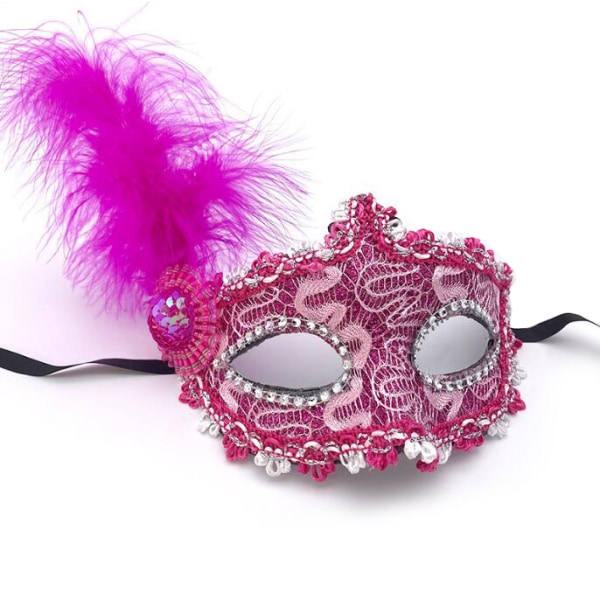 Feather Masquerade Mask Halloween Cosplay Party rose