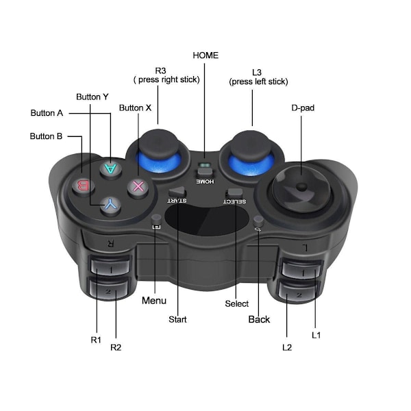 2.4G USB Trådløs Spilcontroller til PC/Bærbar Computer, Kompatibel med Android MICRO OTG