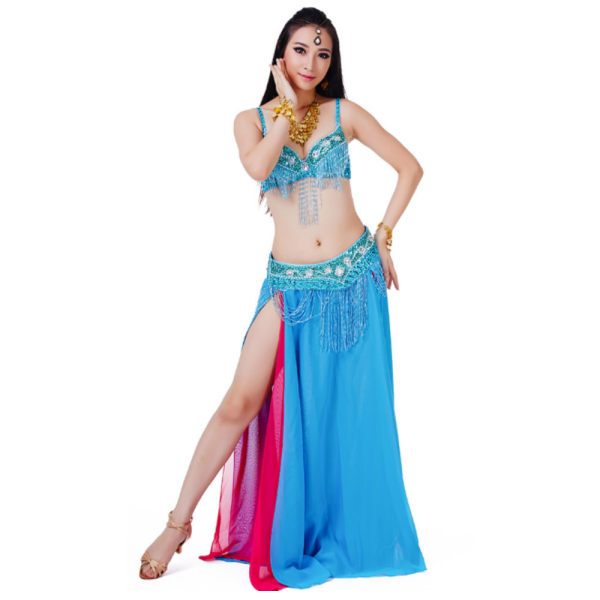 Glitter och fransar Carnival Dans Kjol Set Blue 34C