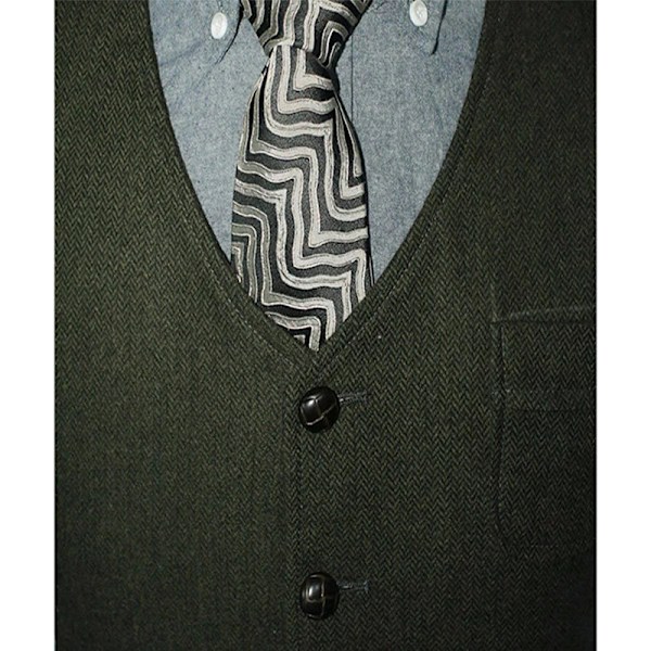 Herrar Vintage Tweed Väst V-ringad Casual Ull Väst Brown 3XL