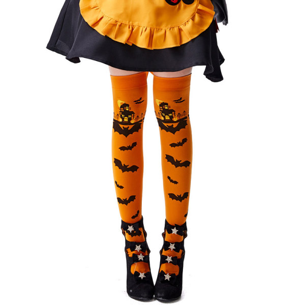 Halloween höga långa strumpor över knä strumpor Cosplay orange