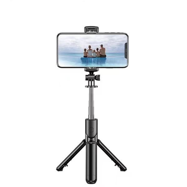 Selfie Stick Stativ för iPhone & Android, Trådlös Bluetooth Fjärrkontroll Black