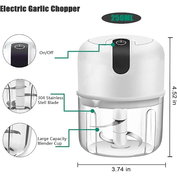 250ml Elektrisk Mini Hvidløgshakker