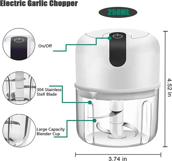 250ml Elektrisk Mini Hvitløkshakker