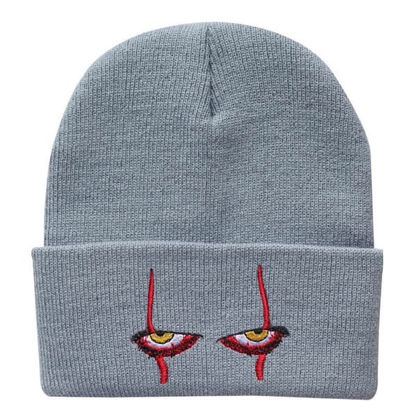 Mode stickad lös skrämmande clownögon stickad mössa Grey