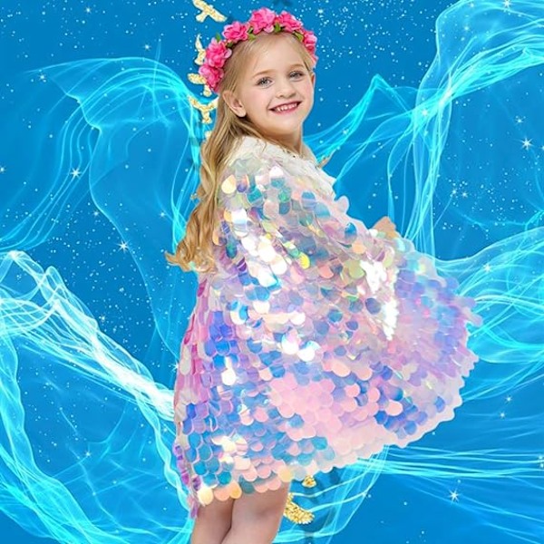 Flickande Prinsessakappa med Glitter för Fest M