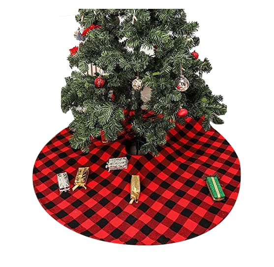 Julgranskjolar Pläd svart Röd trädkjol black 122cm