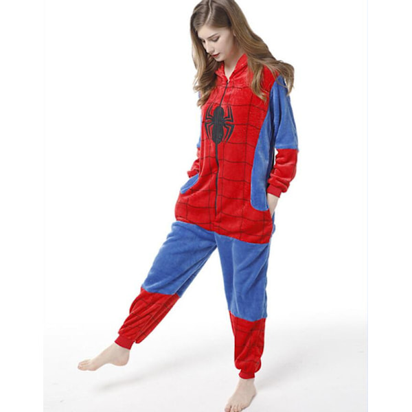 Voksen Spiderman Onesie Pyjamas, Halloween Flanell Cosplay Kostyme Nattøy XL