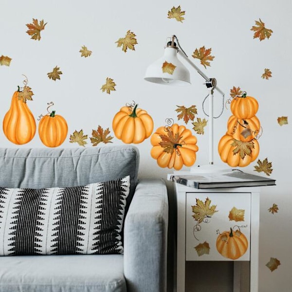 Høstblader med gresskar Halloween-dekorasjon Selvklebende maleri 27*27CM