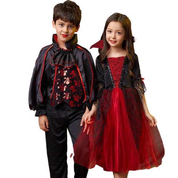 Børne Retro Vampyr Hexe Halloween Kostume Boy 140