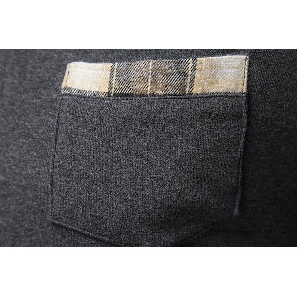 Mænds Langærmet Plaid Patchwork Lapel Casual Skjorte Dark Gray M