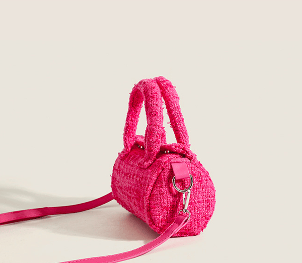 Dames Cylindrisk Skuldertaske med Klap Pink