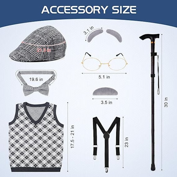 Barnkostym Set Gammal Man Kostym 165cm