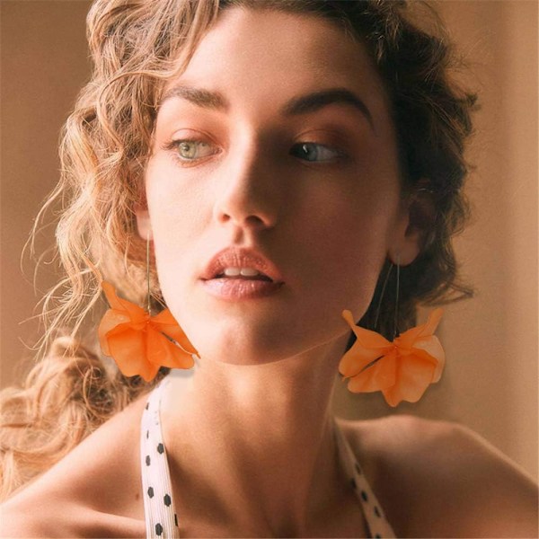 Boho Rose Petal Dangle Resin örhängen Orange