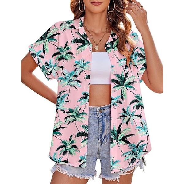 Kvinnors Hawaii-skjortor, kortärmade Pink M